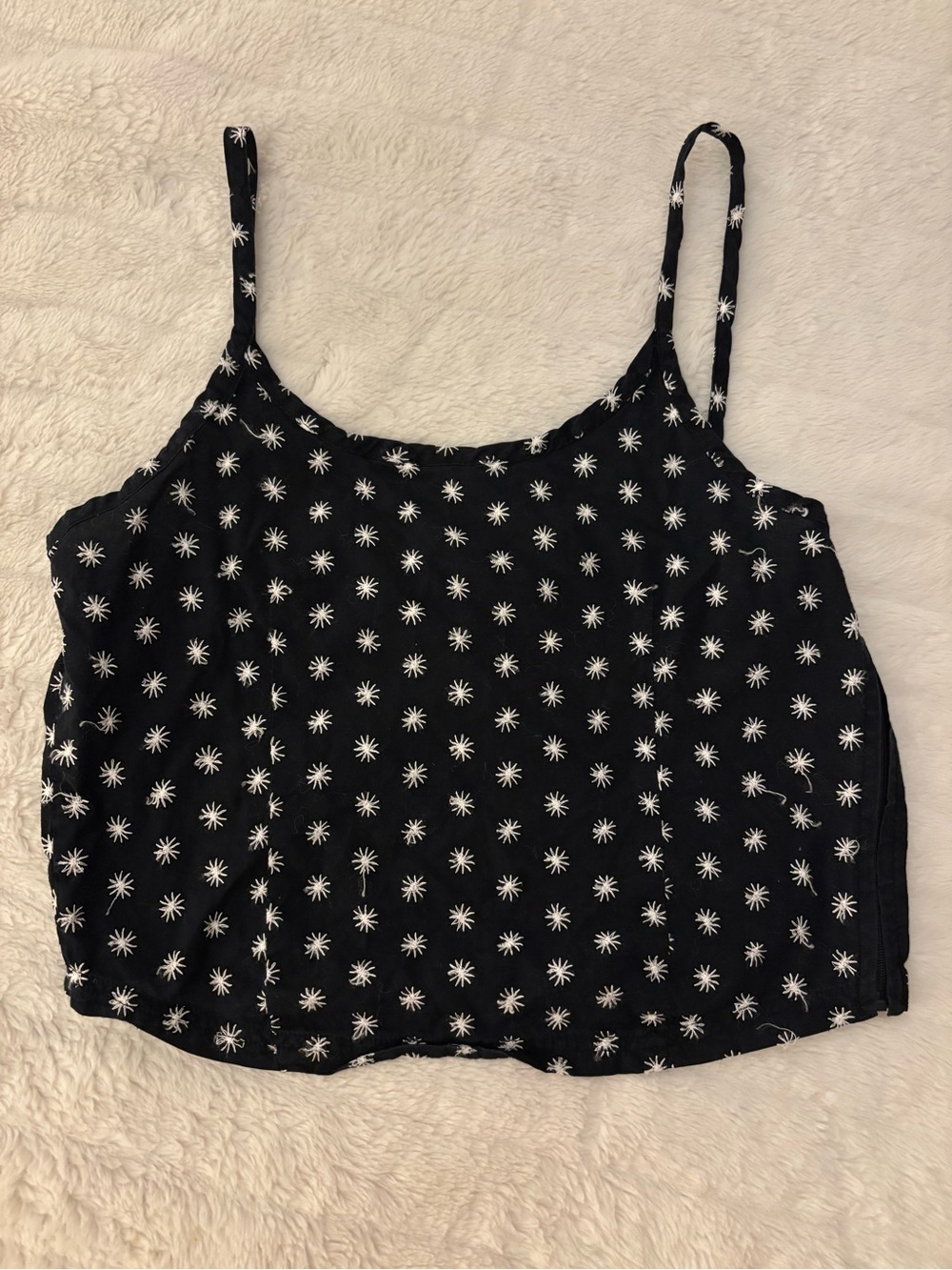 Route 66 Black Camisole with White Daisy Print vintage Medium